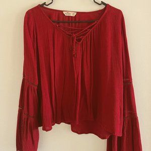 Hollister Women XS Velvet Red Blouse